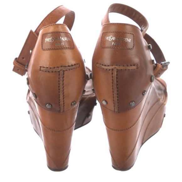 Yves Saint Laurent Shoes - Yves Saint Laurent Leather Studded Accent Sandals